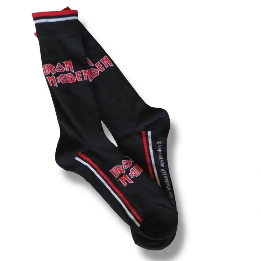 Iron Maiden Band Socks Novelty Fun Men’s Unisex Black Red Adult One Size 7-12